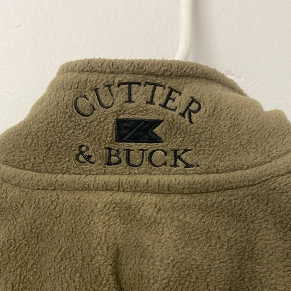 Cutter & Buck Mens Olive Green Fleece Pullover 1/4 Zip Jacket - Picture 4 of 6